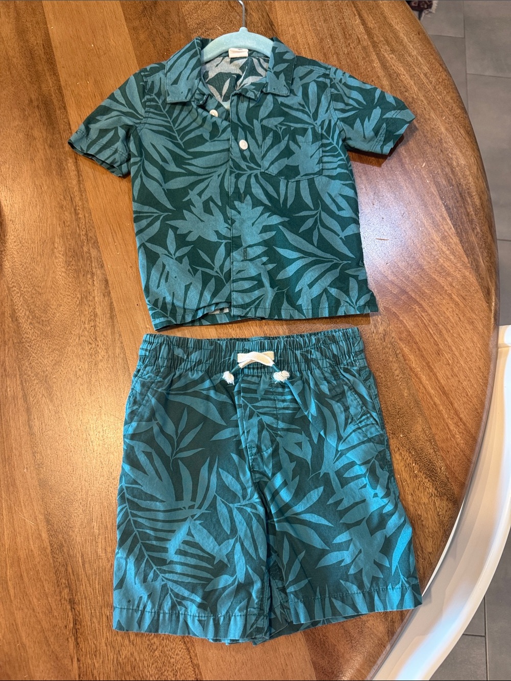 Baby GAP Teal Green Tropical Leaf Kids Matching Set